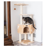 Real Wood 3 Levels Cat Tower for Kittens 48 Height Beige