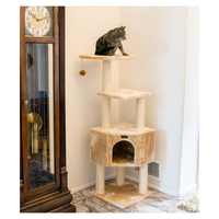 Real Wood 3 Levels Cat Tower for Kittens 48 Height Beige